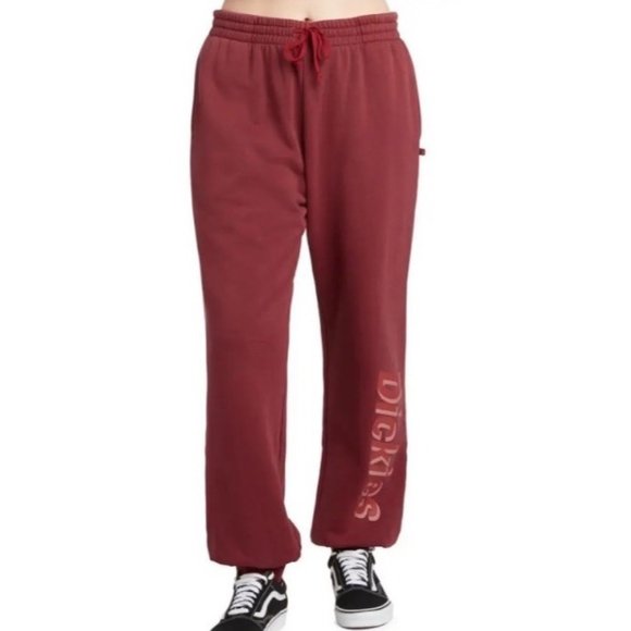 Dickies Womens Red Fleece Drawstring Sweatpants Loungewear Juniors Size S New - Picture 1 of 3
